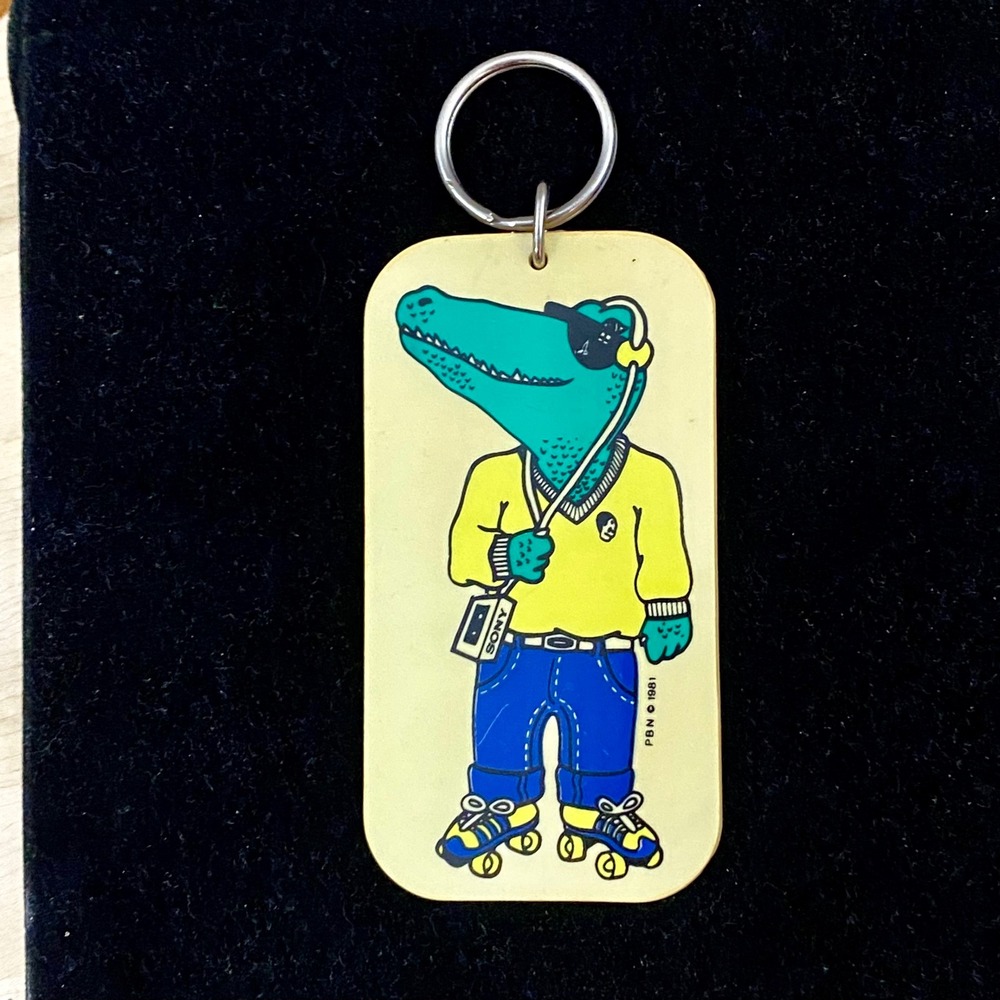 Vintage 1981 Sony Walkman Keychain Alligator Crocodile Roller Skates PBN 1980
